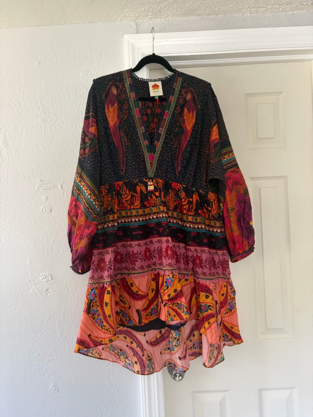 Farm Rio Multicolor Boho Mini Dress with Paisley Print